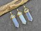 40mm Gold Tone Natural Opalite Double Terminated Bullet Pendant